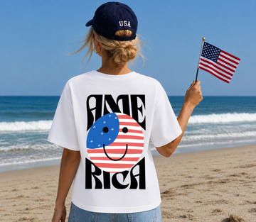 American Smiley - Full Color Vibrant Ready-to-Press DTF Transfer