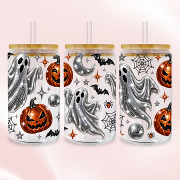 Disco Boo Halloween Wrap - Spooky Season Full Color UV DTF Wrap Easy Apply Permanent Transfers