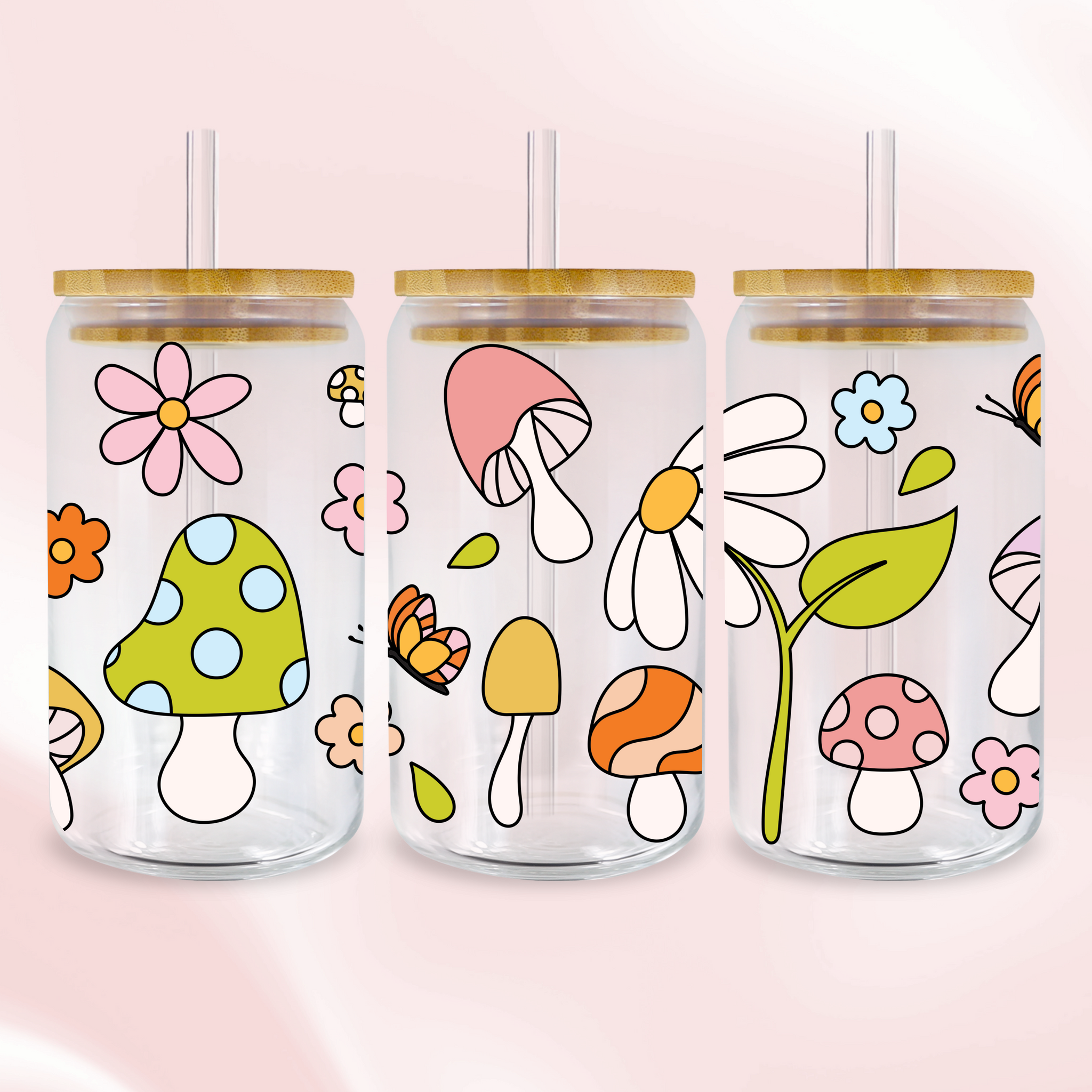 Floral Mushrooms Wrap - UV DTF Sticker