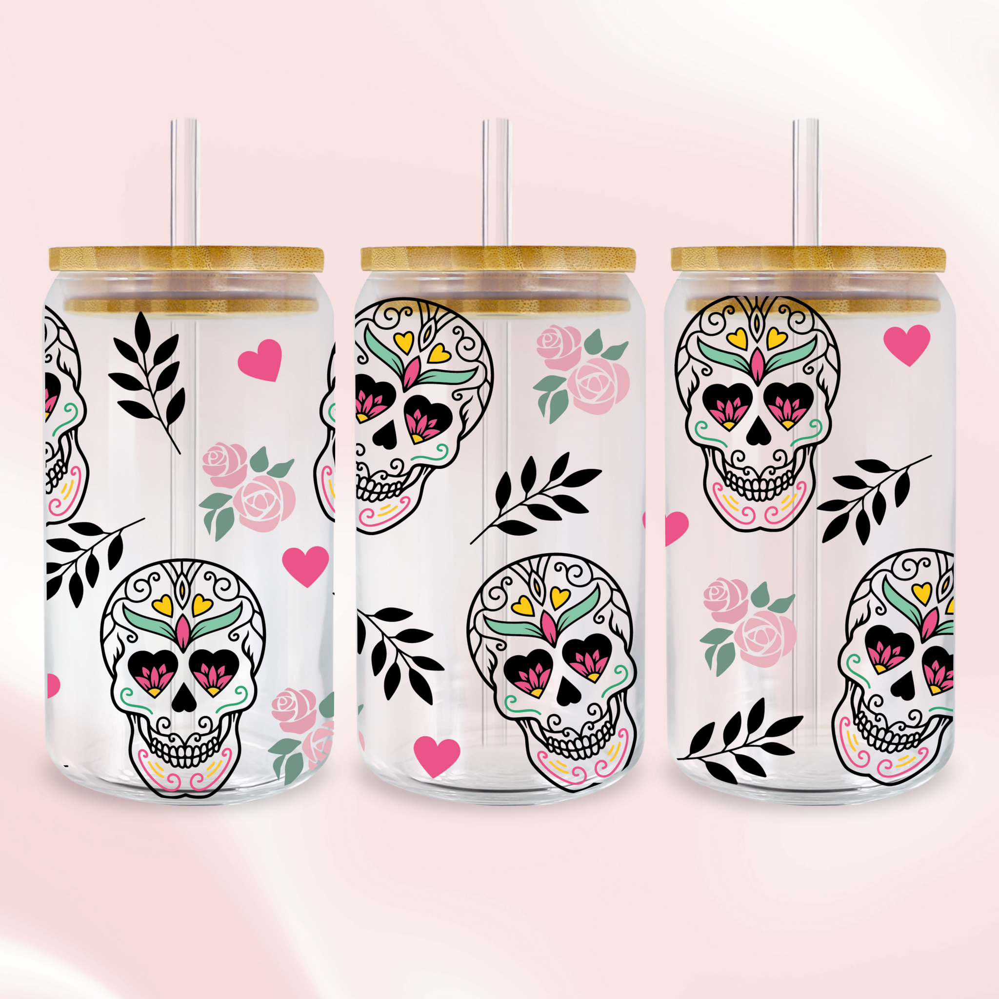 Floral Sugar Skulls Wrap - UV DTF Sticker