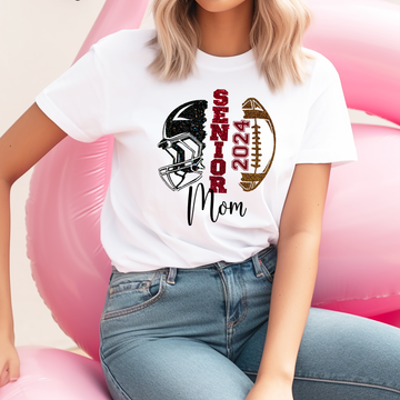 Black, Red, and Gold Glitter Football Mom - DTF Transfer
