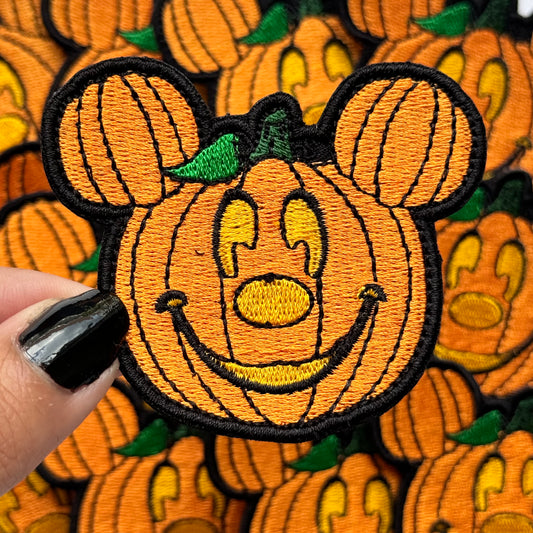 Mickey Pumpkin Head - Embroidered Patch