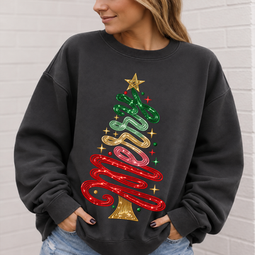 Merry Sequin Tree - Christmas Full Color Vibrant Ready-to-Press DTF Transfer