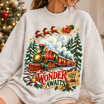 North Pole Train Rides - Christmas Full Color Vibrant Ready-to-Press DTF Transfer