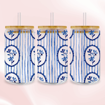 Old World Blue Wrap - Full Color UV DTF Wrap Easy Apply Permanent Transfers