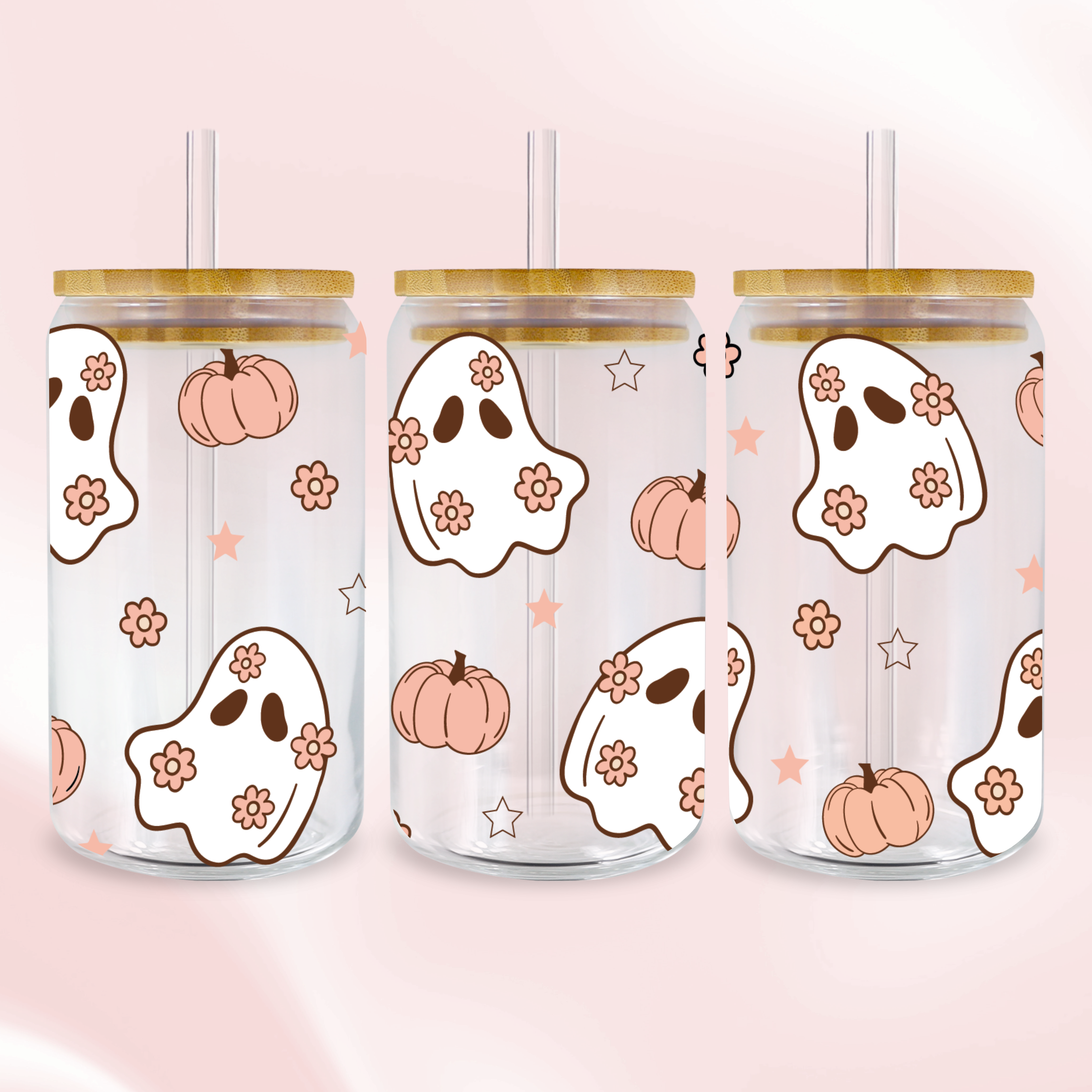 Peachy Ghosts Wrap - Full Color UV DTF Wrap Easy Apply Permanent Trans