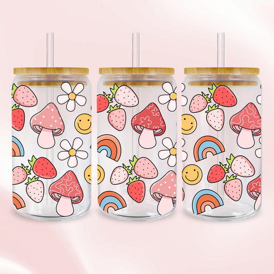 Smiley Mushrooms Wrap - UV DTF Sticker
