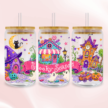 Spooky Town Halloween Wrap - Spooky Season Full Color UV DTF Wrap Easy Apply Permanent Transfers