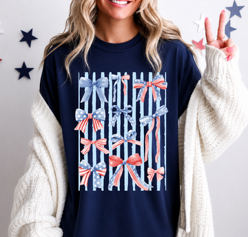 Stripes & Bows - Full Color Vibrant Ready-to-Press DTF Transfer
