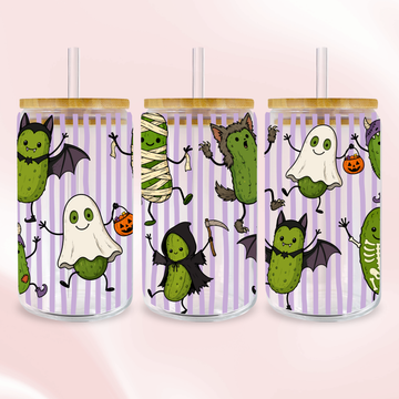 Trick or Pickle Halloween Wrap - Spooky Season Full Color UV DTF Wrap Easy Apply Permanent Transfers