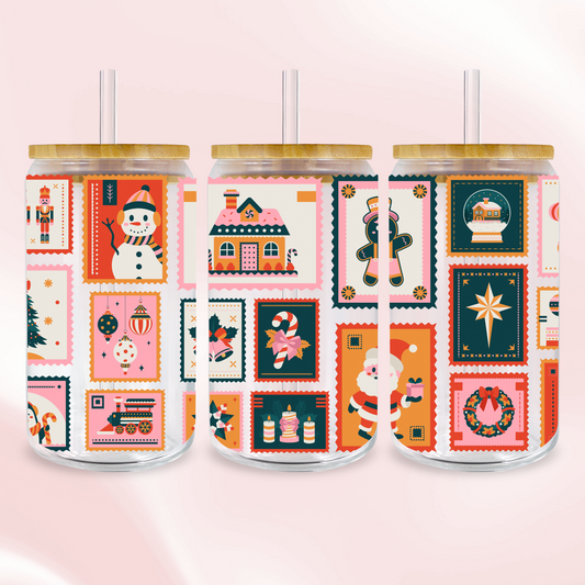 Christmas Mail Stamps Wrap - UV DTF Sticker