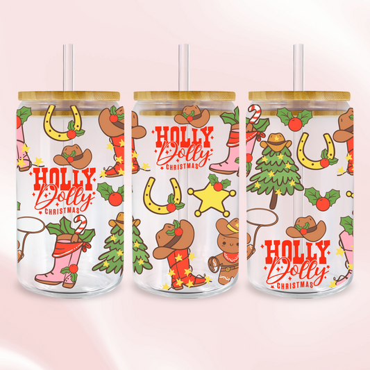 Holly Dolly Cowgirl Christmas Wrap - UV DTF Sticker