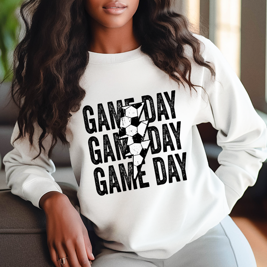 Game Day Soccer Black Distressed - DTF Transfer