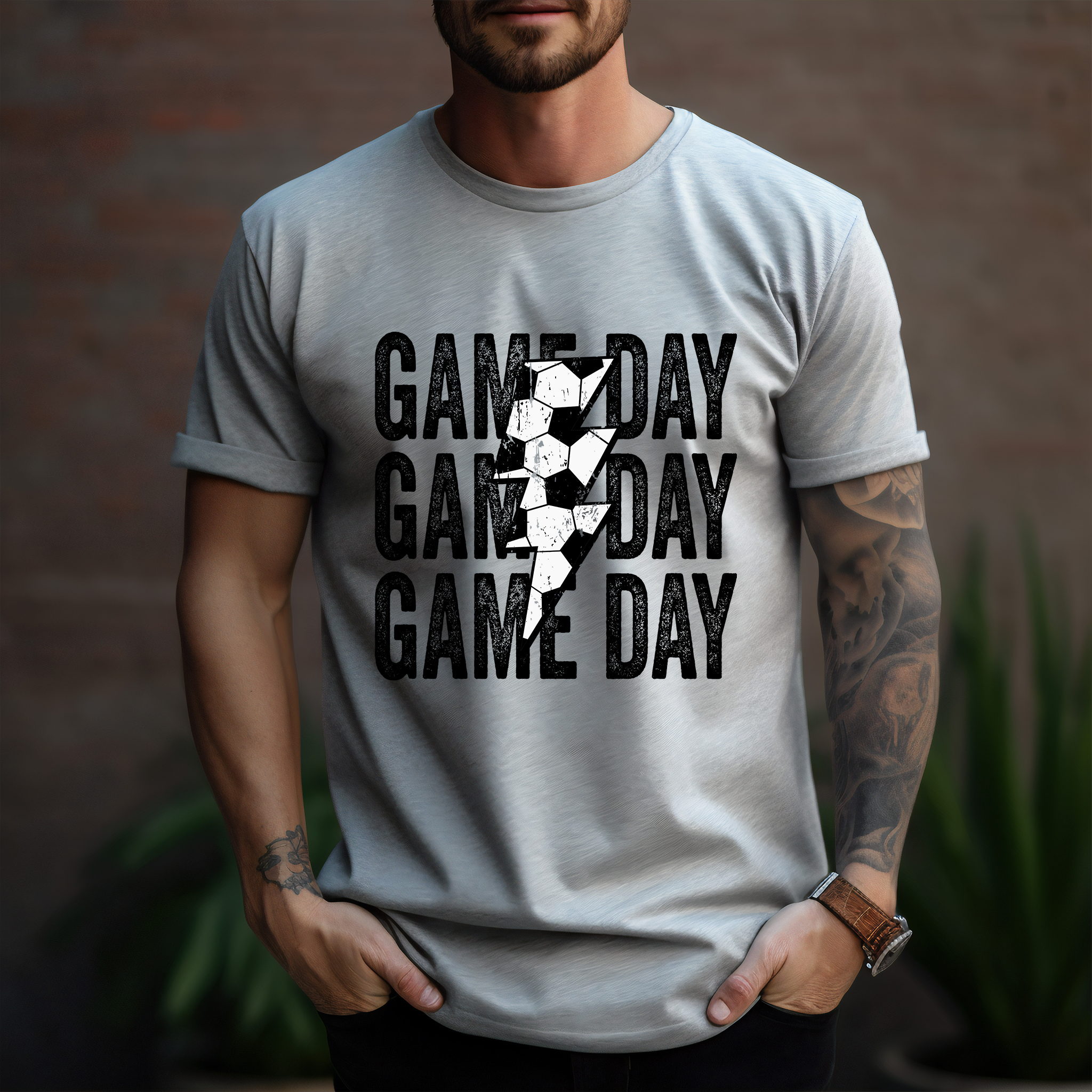 Game Day Soccer Black Distressed - DTF Transfer