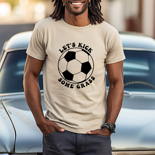 Lets Kick Some Grass Soccer Ball Black - DTF Transfer