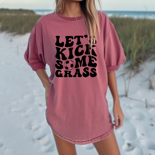 Lets Kick Some Grass Soccer Black - DTF Transfer