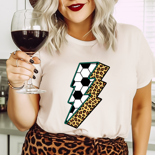 Lightening Soccer Cheetah Print - DTF Transfer