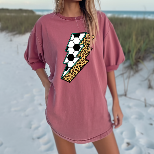 Lightening Soccer Cheetah Print - DTF Transfer