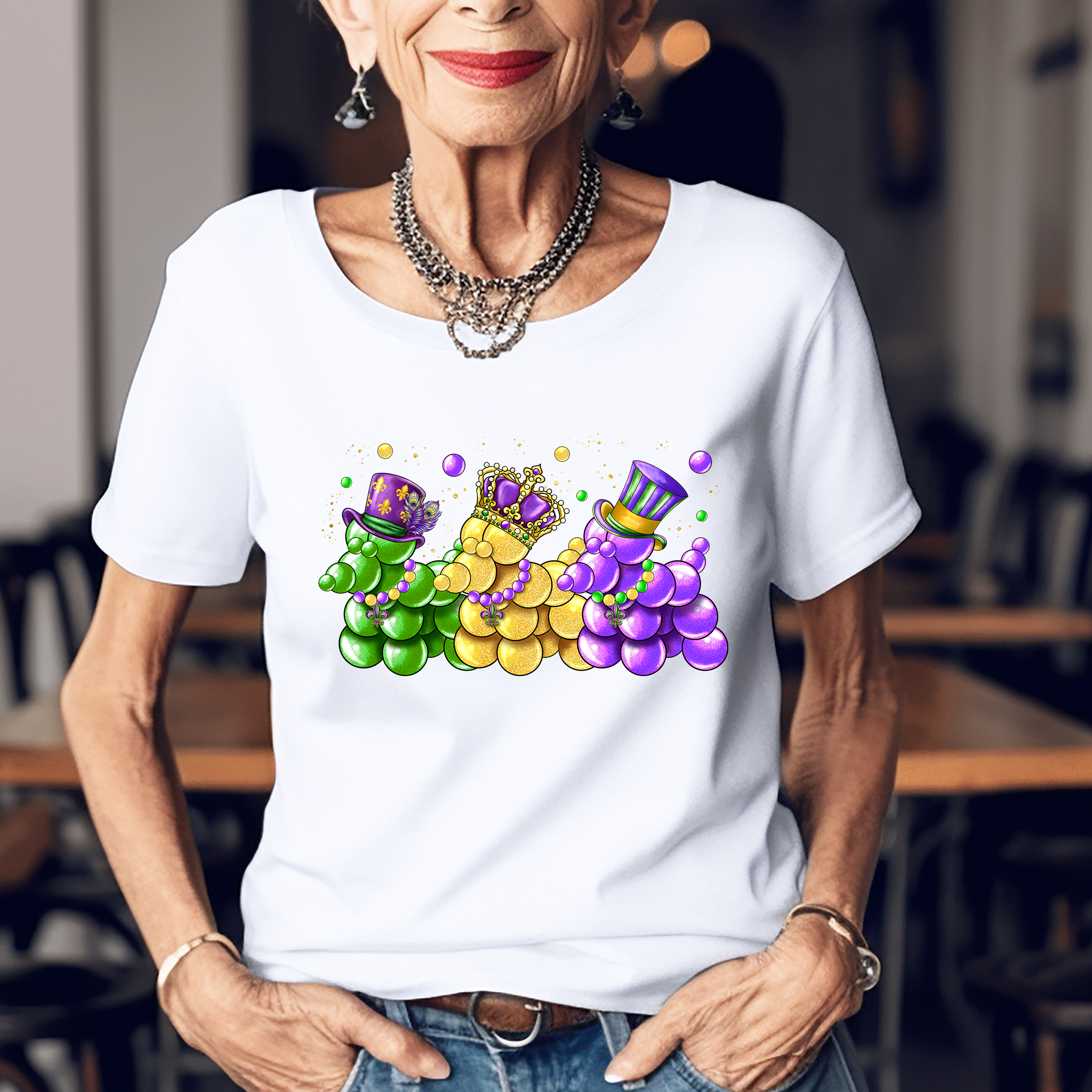 Mardi Gras Bead Dogs - DTF Transfer