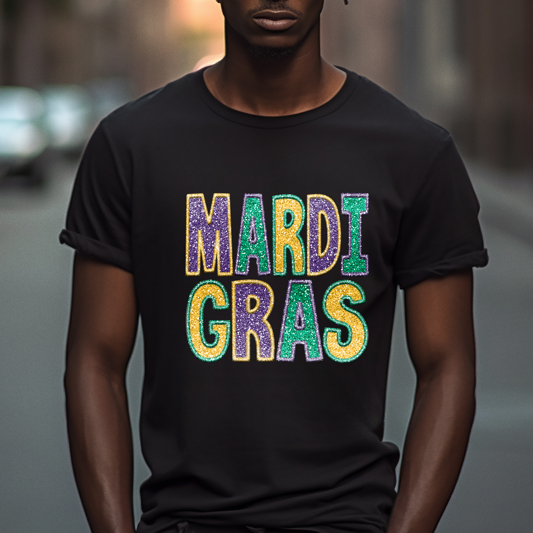 Mardi Gras Glittery Text - DTF Transfer