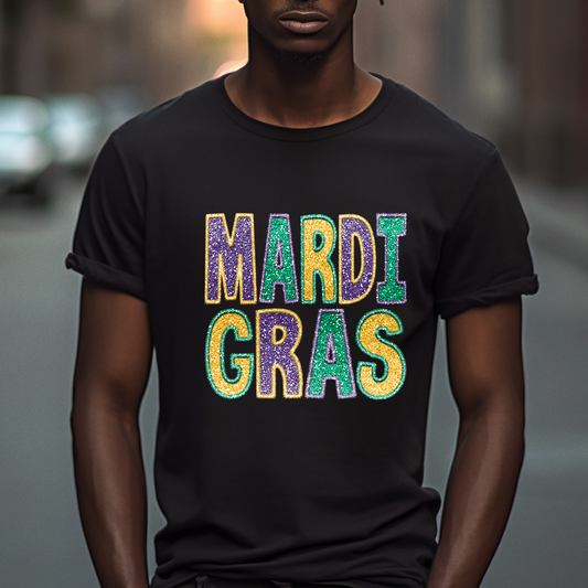 Mardi Gras Glittery Text - DTF Transfer