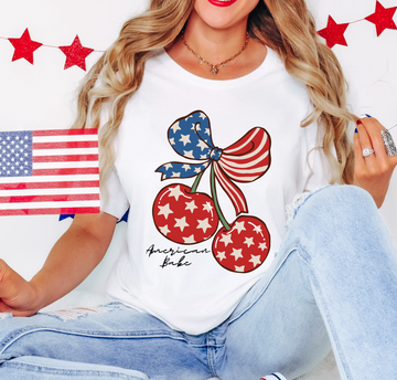Patriotic Cherry - Full Color Vibrant Ready-to-Press DTF Transfer