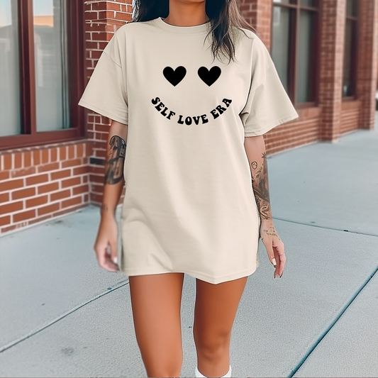 Self Love Era Smiley Face Black - DTF Transfer