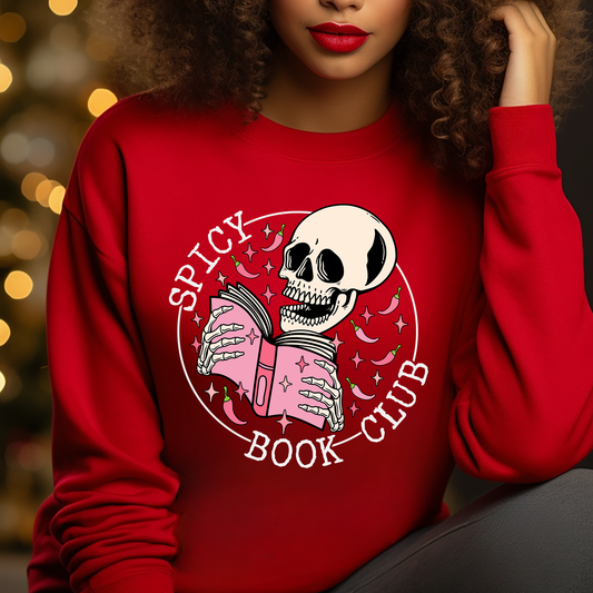 Spicy Book Club Skellie with White Text - DTF Transfer